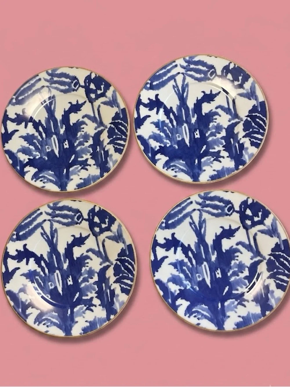 Nieman Marcus Blue and White Porcelain Dinner Plates - Set of 4